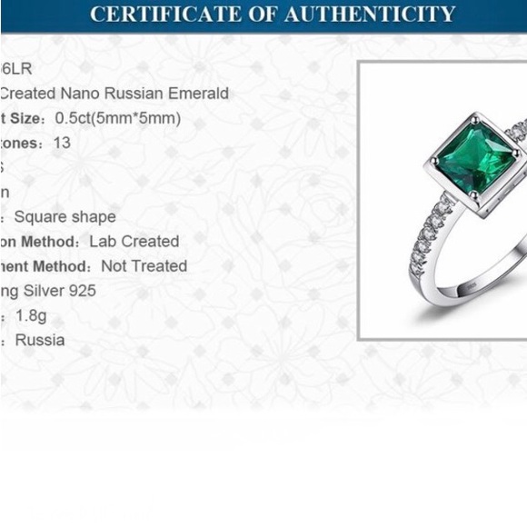 0.53ct Princess Cut Emerald Ring - Picture 6 of 7